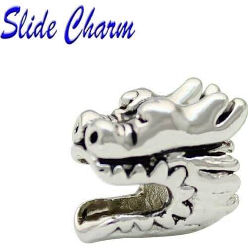 Slide charm free shipping DIY beads Oriental Dragon Charm Beads fit Pandora bracelet necklace