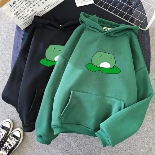 Skateboard Frog Oversized Streetwear Men And Womens Hoodies Harajuku Warm Pullover Drawstring Style Anime Hoodie
