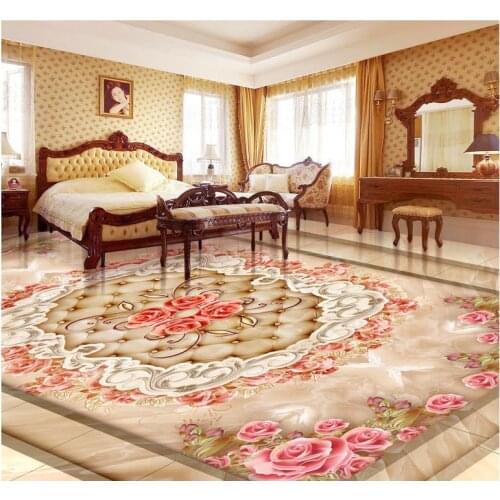 3d wallpaper waterproof Marble rose lace 3D floor pvc self-adhesive wallpaper Home Decoration