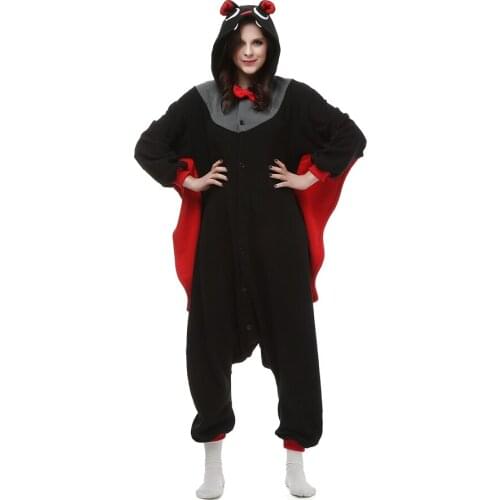 Adults Polar Fleece Kigurumi Cosplay Costume Black Bat Cartoon Animal Onesies Pajamas Halloween Carnival Party Jumpsuit