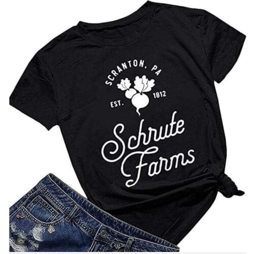100% Pure Cotton Women T Shirt Schrute Farms Printed Tshirt Ladies Short Sleeve Tee Shirt Women Female Tops Clothes