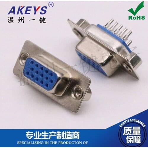 10 pcs Db15p Three-Female Header Blue Tape Riveting Nail VGA Socket 15-Pin Wire Type Dbhead Serial Port Com Terminal