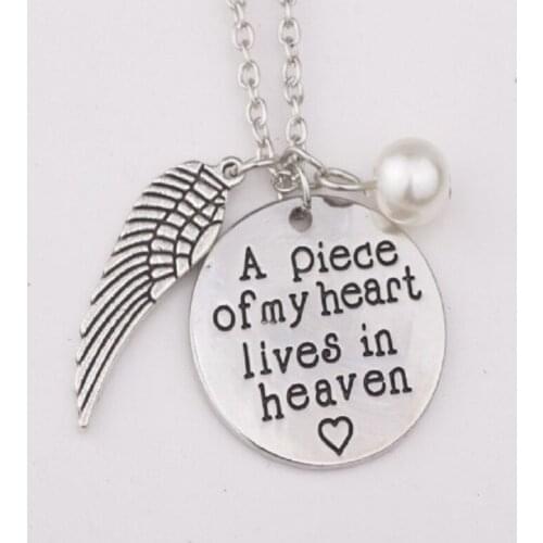 10PCS New Style A piece of my heart lives in heaven Letter Necklace Jewelry Metal Alloy For Women Gift Jewelry Necklace