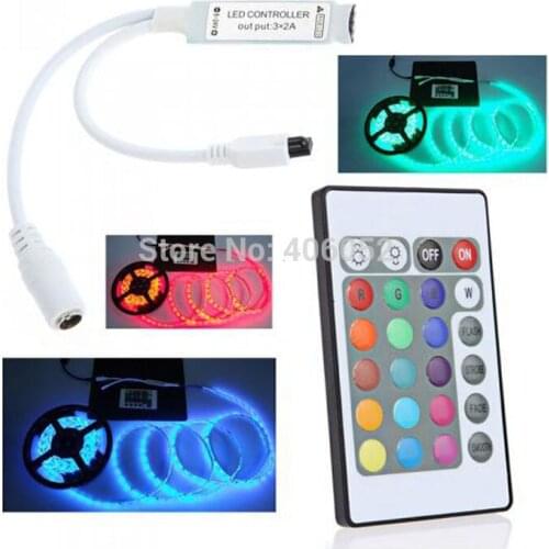 100pcs/lot 3Channel DC12V 6A 72W 24key RGB Mini Remote LED Controller