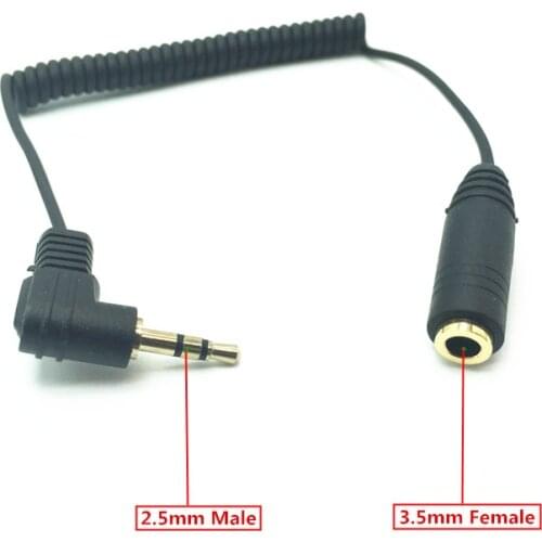 2.5mm Male to 3.5mm Female Stereo Earphone Audio Adapter Audio Extension Cable Connector Converter For Mic/Headphone
