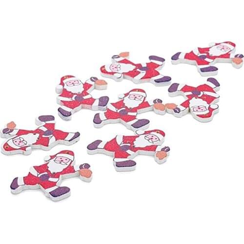 20pcs Large Santa Claus 2 Hole Wooden Buttons Christmas DIY Needlework Decor Child Clothing Sewing Buttons Crafts Scrapbooking