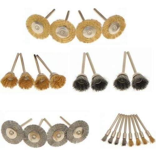 24 pcs Brass Brush Wire Wheel Brushes Die Grinder Rotary Electric Tool for Engraver Dremel Rotary Tools Pen-shape Head