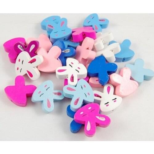 50pcs 20mm Wooden Bunny Buttons Easter Hole Cute Rabbit Buttons DIY Craft Scrapbook