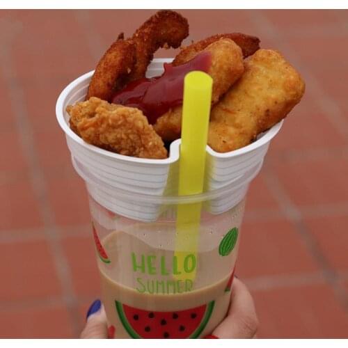 50pcs High quality watermelon creative cold drink juice cup 500ml transparent milk tea plastic cup with cover or snack plate