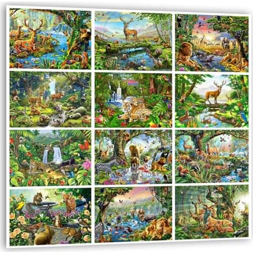 5D Diamond Painting Kits Animals Cross Stitch Diamond Embroidery Deer Rhinestones Picture Handicraft Hobby Gift Home Decor