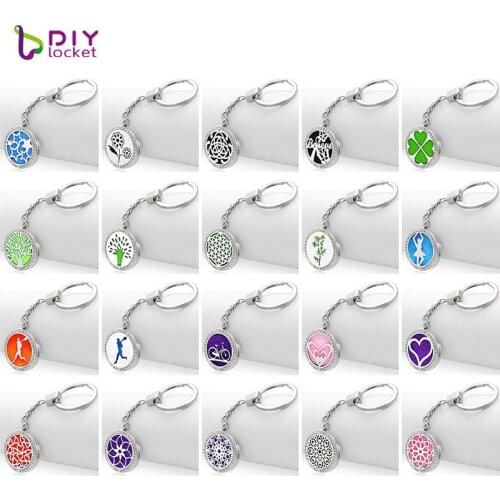 Crystal 316 Stainless Steel Wholesale Aromatherapy Lockets Keychain 30mm Essential Oil Keychain Locket AB201-220-Y01