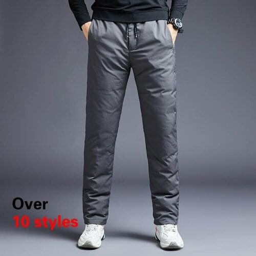 -30 C Men Winter Plus Size 5XL Ultralight Duck Down Pants Outdoor Waterproof Windproof Ski Camping Trekking Straight Trousers