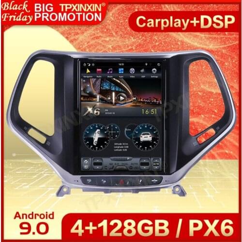 Carplay 2 Din Android 9 Tesla Multimedia Stereo For Jeep Cherokee 2014 2015 2016 2017 2018 WiFi Navi Video Audio Radio Head Unit