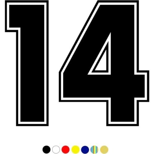 CS-1485#15/20/30/40cm number 14 digital 14 funny car sticker vinyl decal for auto car stickers styling on bumper door window