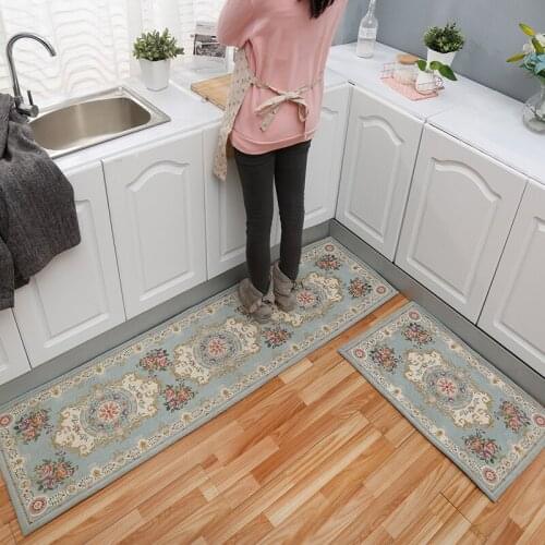 European Style Kitchen Floor Mat Long Oil Proof Foot Mat Sanitary Bathroom Door Anti-slip Suction Mat Bedside Household Carpet