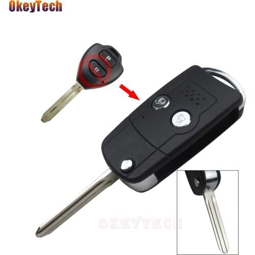 OkeyTech For Toyota 2 Button Modified Flip Folding Auto Key Blank Remote Car Cover Key Fob Case For Toyota Corolla Yaris Hilux