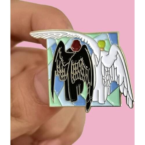 Good Omens Ineffable Angel Wings Brooch Pins Enamel Metal Badges Lapel Pin Brooches Jackets Jeans Fashion Jewelry Accessories