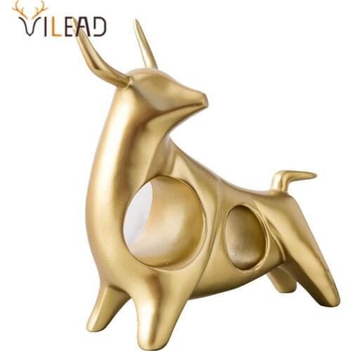 VILEAD Resin Abstract Bull Statue Animal Ornaments Nordic Home Decoration Office Morden Art Cattle Figurines