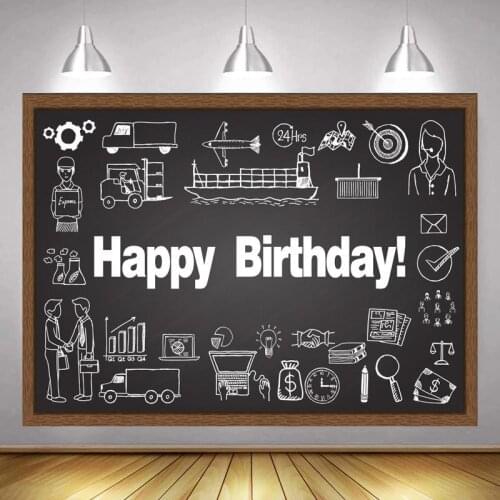 Happy Birthday Blackborad Classmate Theme Party Backdrops Chalk Drawing Back To School Teenage Photo Background