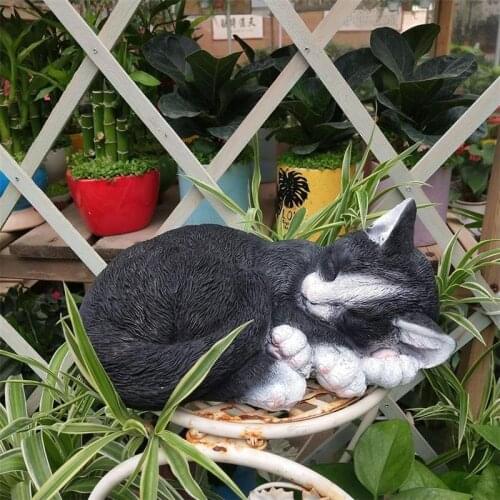 Garden Sleeping Cat Statue Super Cute Sleeping Cat Resin Garden Ornament Suitable For Outdoor Yard Lawn Lifelike Resin Statu