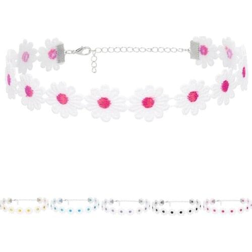 1pc Flower Choker Decor Fashion Flower Lace Decor Necklace Choker Necklace For Ladies Women Jewelry Accessories