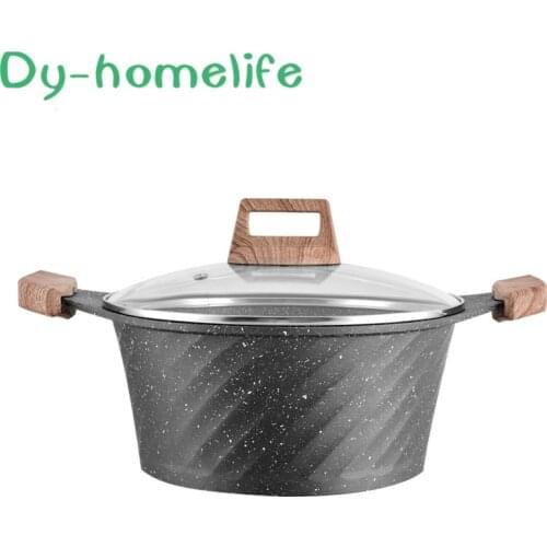 Medical Stone Nonstick Pan Wood Dual-Sided Stockpot Kitchen Household Stewing Pot Kitchenware Open Flame Induction Cooking