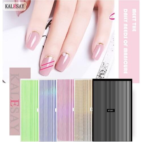3D Fashion Nail Sticker Gold Silver Metal Curve Strip Lines Adhesive Striping Tape Multi-size Decals Sticker for Manicure Design