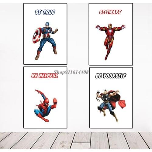 Cartoon Marvel Anime Poster Pictures Superhero Marvel Wall Art Canvas Painting Nordic Wall Decor Print Art for Living Room Decor