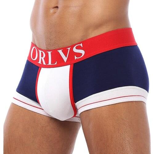 ORLVS Brand 50PC/LOT Wholesale Men Underwear Sexy Gay Boxers Breathable Cotton Men Underpants Quick Dry Men Boxers Mesh Boxers