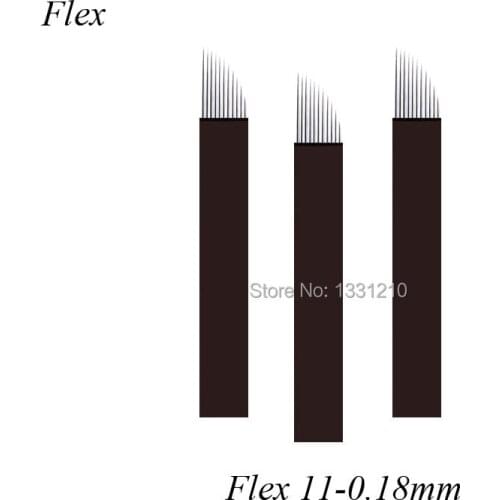 Kit Lâmina Tebori 50 Pcs Flex 11 Nano 0.18mm Microblading Manual Eyebrow Tattoo Permanent Makeup Flex Blades 11Needles