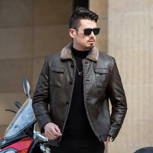 2020 NEW PLUS high quality Winter Mens Genuine Leather Jacket Brand Clothing Sheepskin Coat Rabbit Fur Parka with Mink Collar