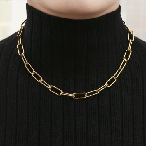 Retro fashion paperclip necklace women simple adjustable metal titanium steel stainless steel necklace ladies all-match jewelry