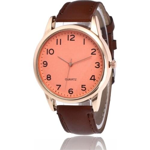 Couple Fashion Leather Band Analog Quartz Round Wrist Business Men Wristwatches Simplicity Round Women Watches Vintage Elegant