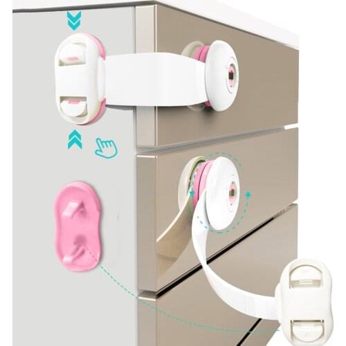 Kids Safety Plastic Protection Safety Lock Baby Cabinet Safety Lock Drawer Door Cabinet Child Safe Care Plastic Lock Strap