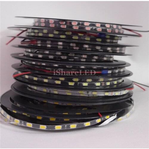 5M 5mm 5730 SMD LED Strip Black PCB Warm White Pure Pink Ice Blue RED Green 60LEDs/m IP66 Waterproof Light Strip 12V