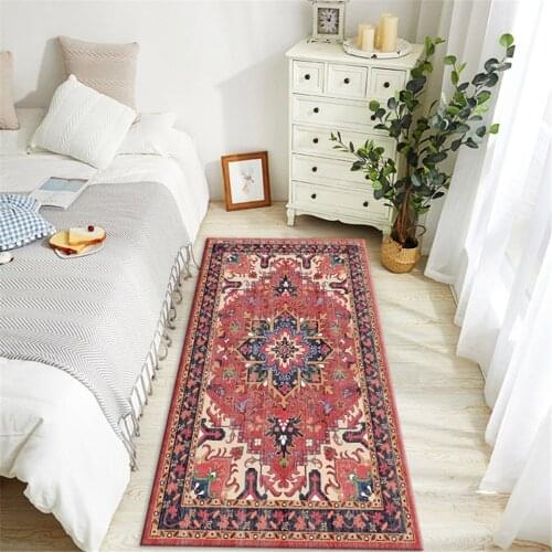 Bohemia Bedside Mat With Geometry Pattern Ethnic Style Mat For Kitchen Floor Washable Non-slip Mat Indoor Home Hallway Mat