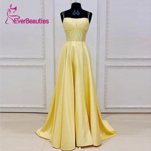 Vestido De Festa Evening Dress Long 2020 Abendkleider Spaghetti Strap Formal Dress Elegant Satin Side Slit Party Prom Vestido