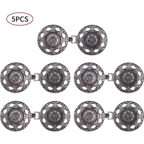 5Pc Vintage Chinese Cheongsam Buttons Hooks Eyes Alloy Cloak Clasp Fasteners Sew On Cardigan Clip Buckles DIY Shirt Suit Botones