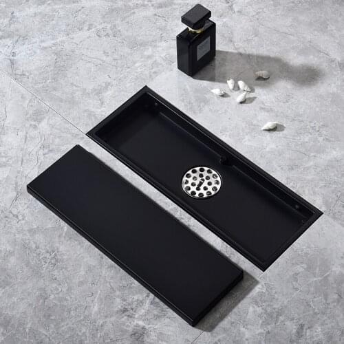 High Quality Matte Black Stainless Steel Square Shower Drain Invisible Floor Drain Long Floor Drain Can Be Fitted With Tiles