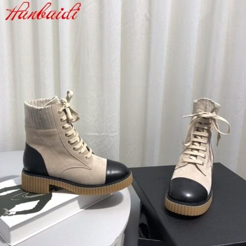 Patchwork Women Ankle Boots Fashion Genuine Leather Lace Up Platform Wedges Women Martin Boots Runway Party Dress Boots Combat