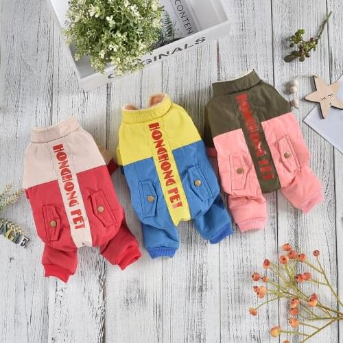 Dog Cat Winter Warm Jumpsuit Hoodie Windbreak Apparel Pet Puppy Coat Jacket Outfit for Dogs Cats Small Medium