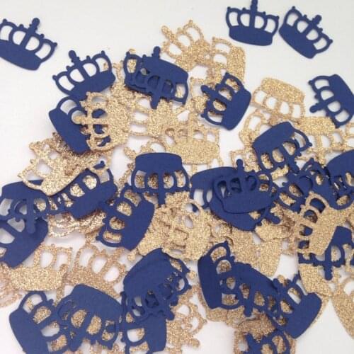 Gold Crown Navy and Gold Little Prince table Confetti Graduation Birthday scatters baby shower party decorations