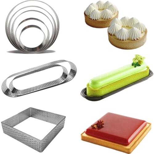 1PCS Mini Mousse Cake Ring Stainless Steel Perforated Mold DIY Egg Tart Ring Dessert Cookies Baking Mould Pastry Baking Tools