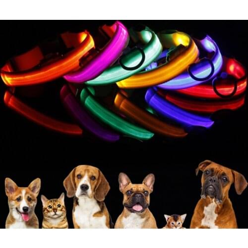 1pcs USB Rechargeable LED Dog Collar Nylon Glow Flashing Light Up Safety Pet Collars Dog Accessories