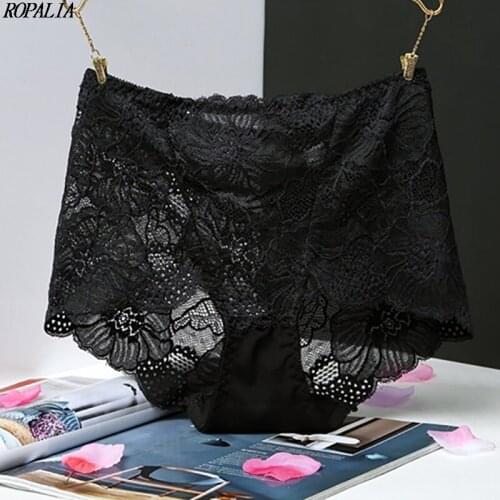 1PCS Womens Lace Sexy Hollow Out Solid Color Plus Size High Waist Underwear Breathable Panties
