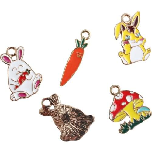 10pcs Enamel DIY handmade cute rabbit new hot cartoon necklace pendant jewelry accessories factory direct sales
