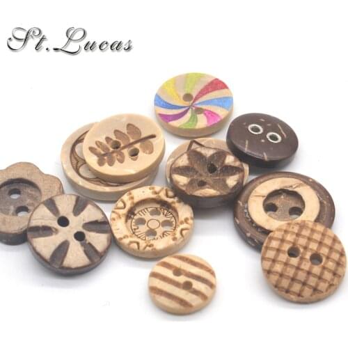 15 types new fashion 30pcs/lot DIY Natural color coconut Sewing Buttons 2 Hole Button garment Scrapbooking Sewing Accessories