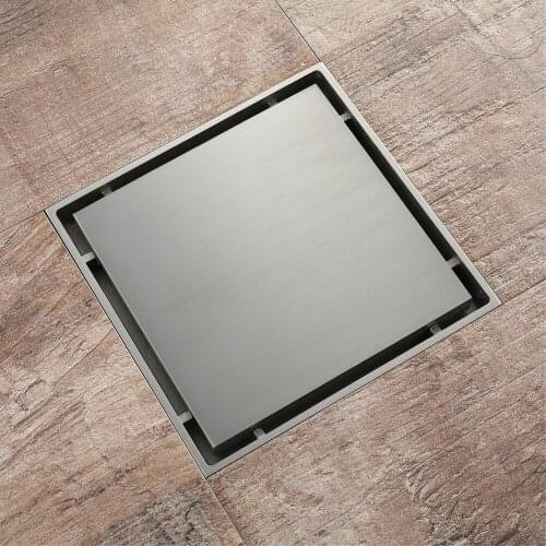 150*150mm square brass floor drain bathroom shower room drainer High quality copper Invisible floor drain Insert tile--Brushed
