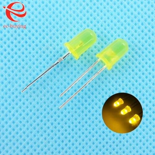 3mm LED Yellow Diffused Round Light-Emitting Diode Lamp Bead DIP Plug-in Through Hole Practice DIY Kit Ultra Bright 10 pcs /lot