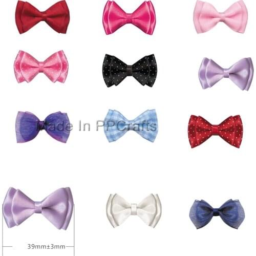39MM Satin Double/Dots/Grosgrain Ribbon Butterfly Pinched Squareknot For Packing Cloth Hairbow DIY Crafts 200pcs Free Shipping